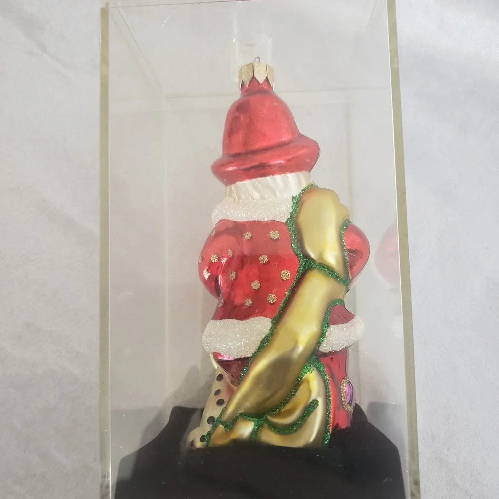 Blown Glass‎ Santa Fireman Dalmatian Ornament Handcrafted In Acrylic Case 5